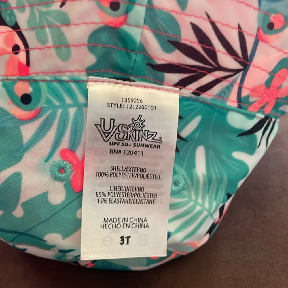 UV Skinz Girl’s 3T Pink Reversible Tropical Toucan Sun Shade Bucket Hat